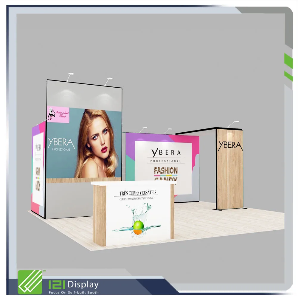 20x20 6x6 grande DIY venta al por mayor soporte de cabina de exposición de exhibición de comercio de aluminio Modular reutilizable personalizado