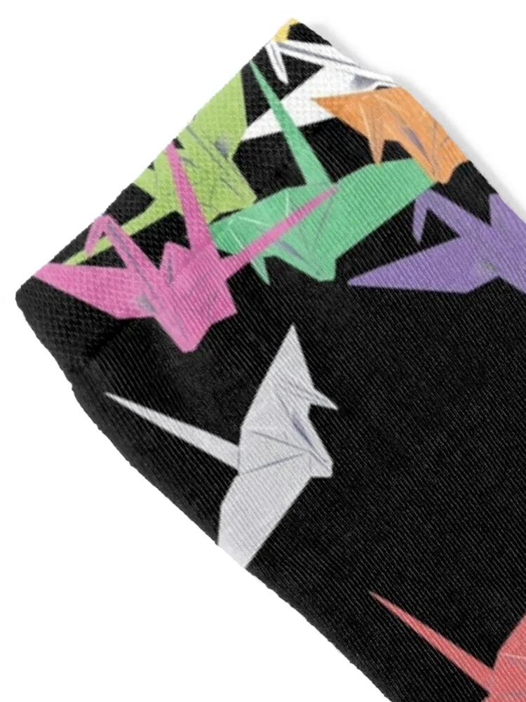 Rainbow of paper cranes Socks winter custom compression Man Socks Women's