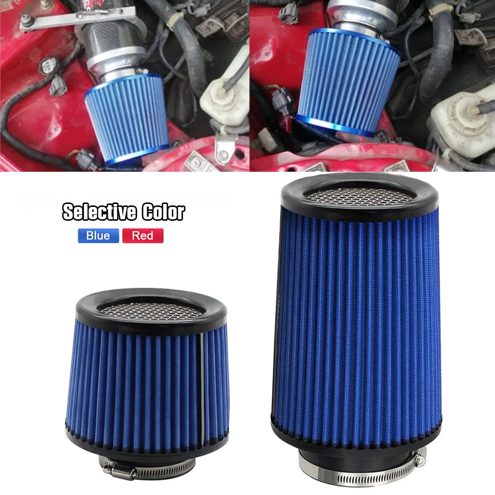 

Car Universal Air Filter Kit 76mm Cold Intake Filter High Flow 3 Inch High Flow Racing Airfilter Sport Power Mesh Cone Auto Part