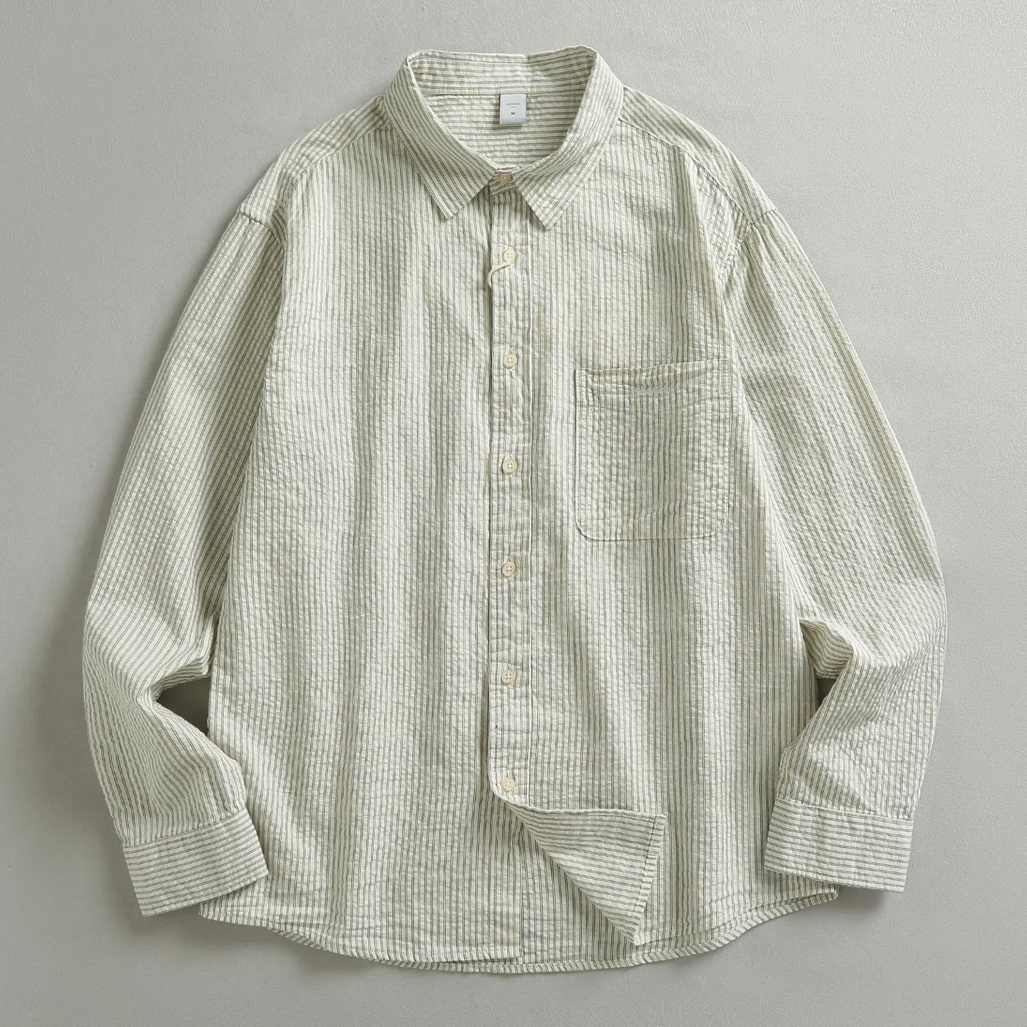 American retro simple trendy long-sleeved shirt for men loose, comfortable and versatile casual embroidered shirt