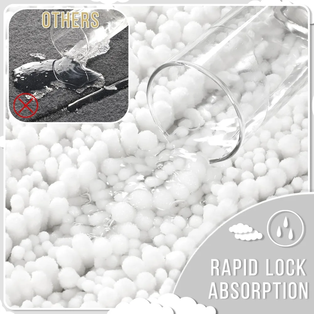 سجادة حمام كبيرة غير قابلة للانزلاق مقاس 36 × 24 بوصة - سجادة شانيل ماصة للغاية، سجادة أرضية أشعث سريعة الجفاف للاستحمام في الحوض