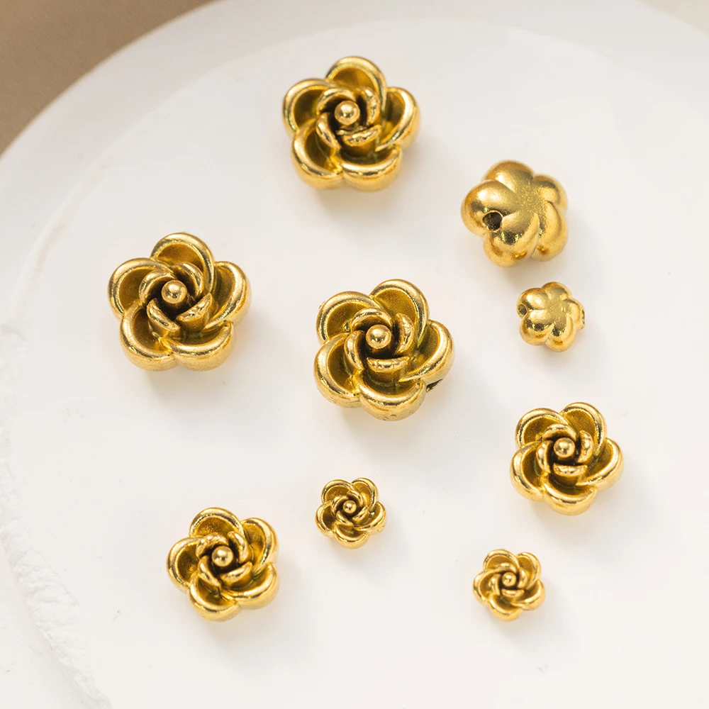 5 Stücke Edelstahl Gold Rose Blume Spacer Perlen Für DIY Halskette Armbänder Ohrringe Schmuck Machen Liefert Materialien Erkenntnisse
