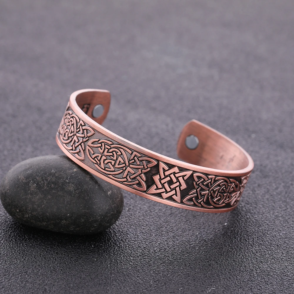 Dawapara Kolovrat Slavic Bracelet for Men Square of Svarog Symbol Cuff Bangle Nordic Pagan Amulet Metal Jewelry