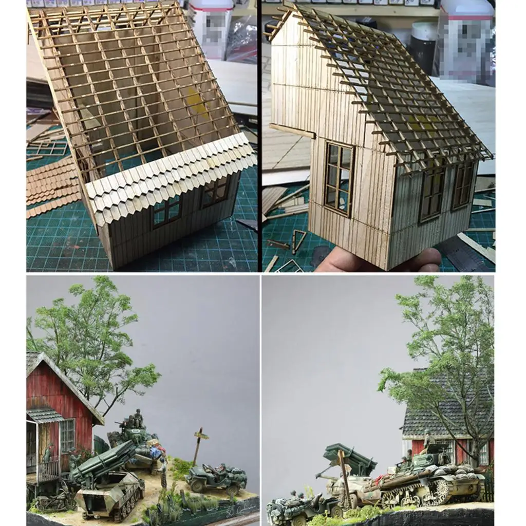 

Scale House Wood Cabin Wargame Accessories Kits DIY Dioramas