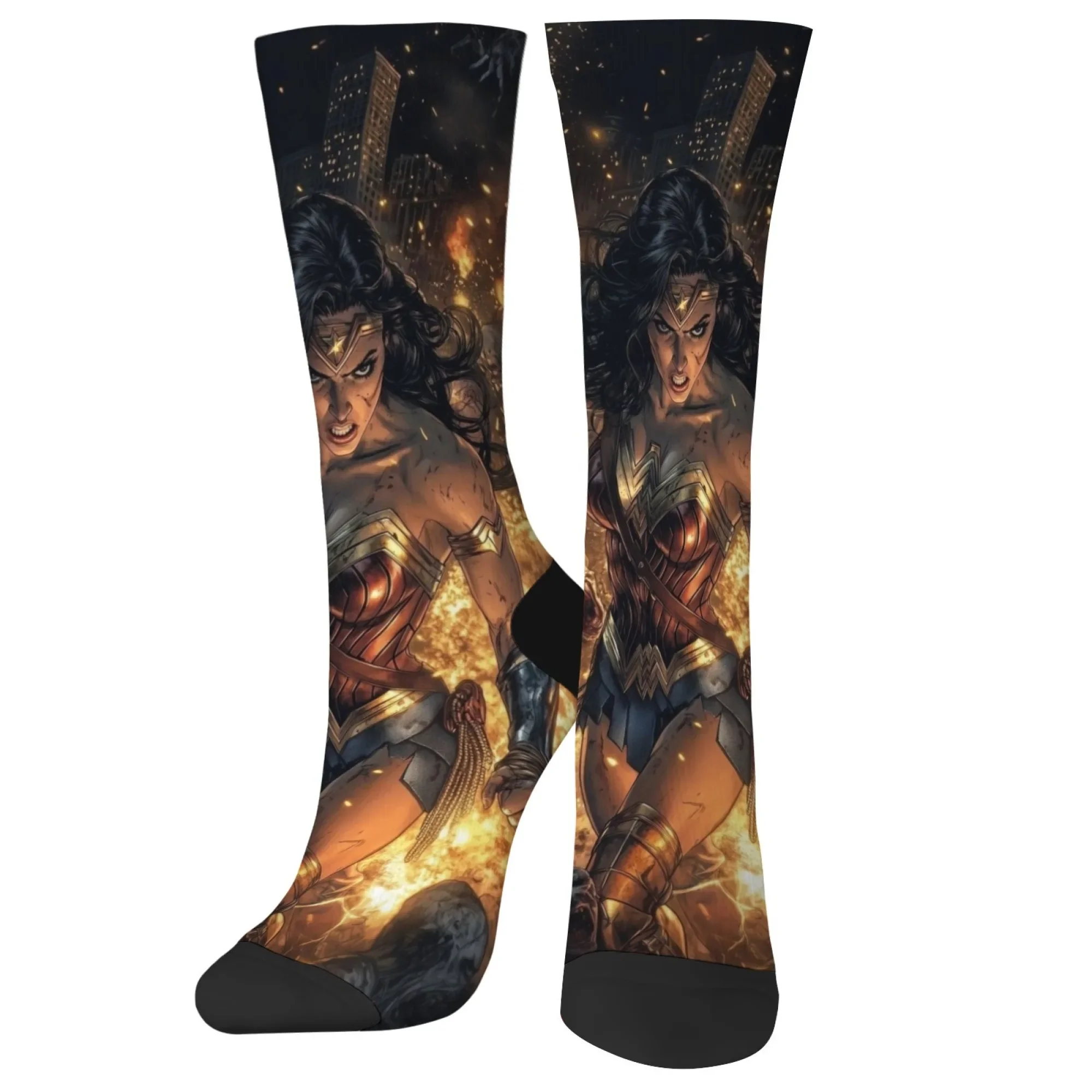 Retro Anime Justice Heroine Fun Socks Novelty Hip Hop Harajuku Compression Socks Unisex Casual Comfortable Sports Socks Gift