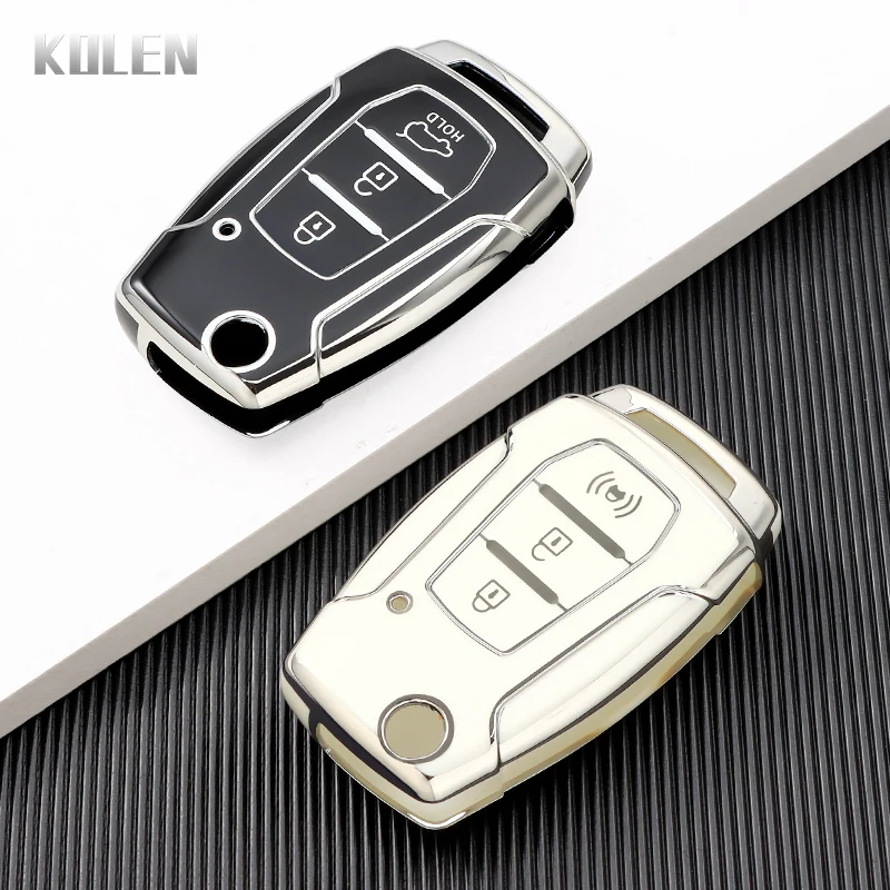 TPU Car Flip Key Case Cover Shell Fob per Ssangyong Kyron 2 Sanka Actyon Korando Tivoli 3 pulsanti portachiavi protettivo portachiavi