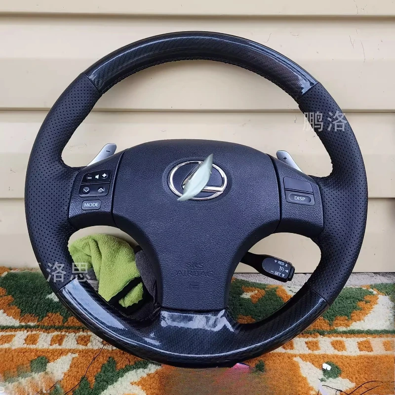 

Hand-Stitched Non-Slip Carbon Fiber black Genuine Leather Car Steering Wheel Cover For Lexus IS250 IS300 ES250 2006-2011