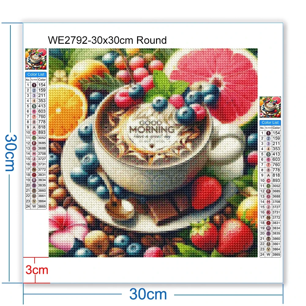 5D DIY Diamond Painting Cartoon Cup Full Diamond Mosaic Embroidery Fruit Art New Product Home Decoration Painting