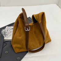 Women Suede Shoulder Bag Fashion Tote Bag Large Capacity Stylish Crossbody Bag Solid Color Casual Tote Purse Daily Commuting Bag