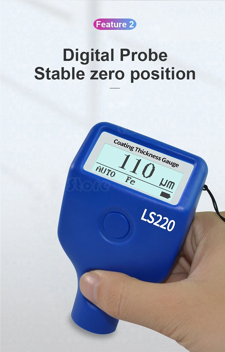 Thickness Meter LS220 Coating Gauge Mil Gage Dry Film for Ferrous Non-ferrous Metal Substrates