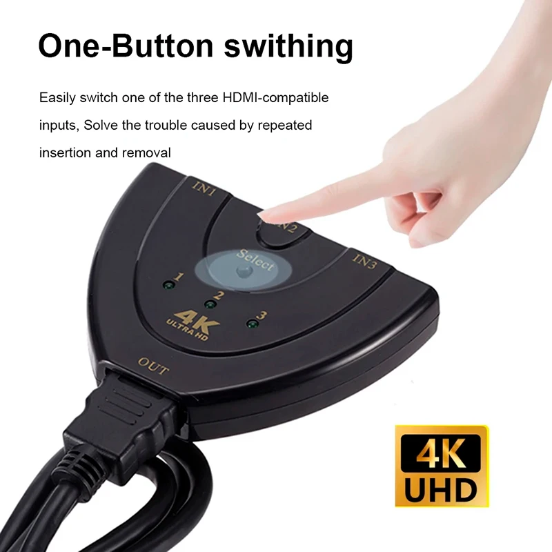 HDMI-compatible Switch KVM Splitter 4K 2K 3D 3 input 1 Output Mini 3 Port VIdeo Switcher Hub 1080P For DVD HDTV Xbox PS3 PS4 view 4