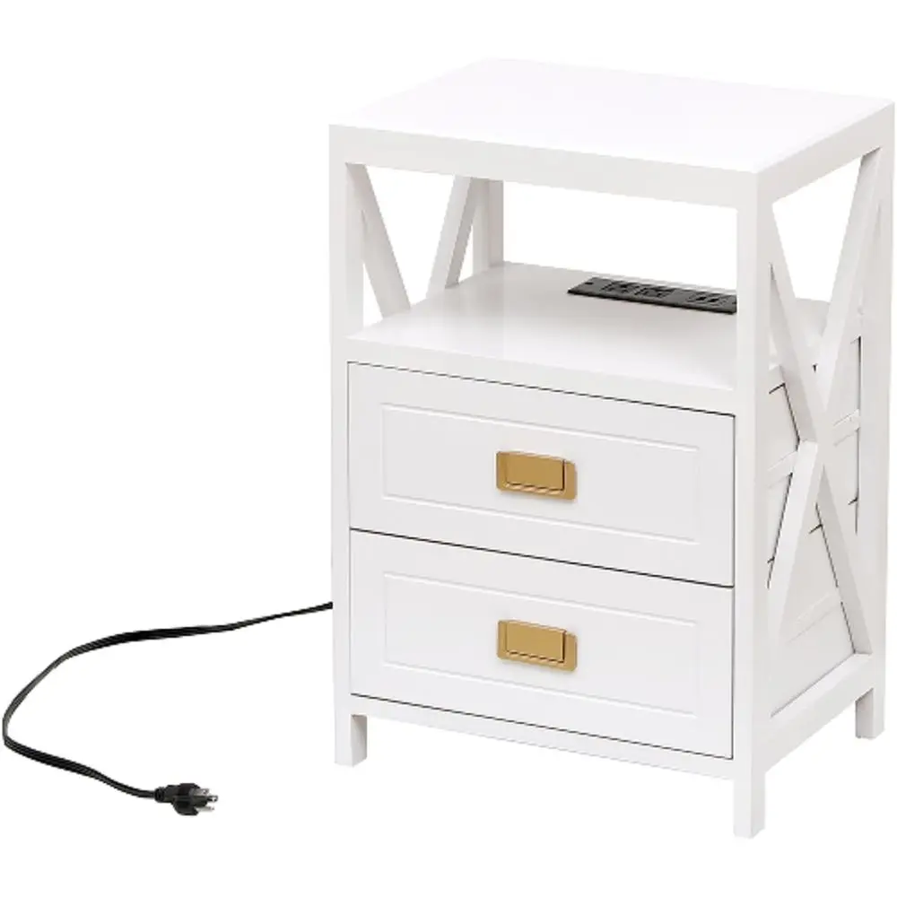 

Прикроватная тумбочка с зарядной станцией, не требующая сборки, с USB-портами и розетками, полностью собранная тумбочка для кровати