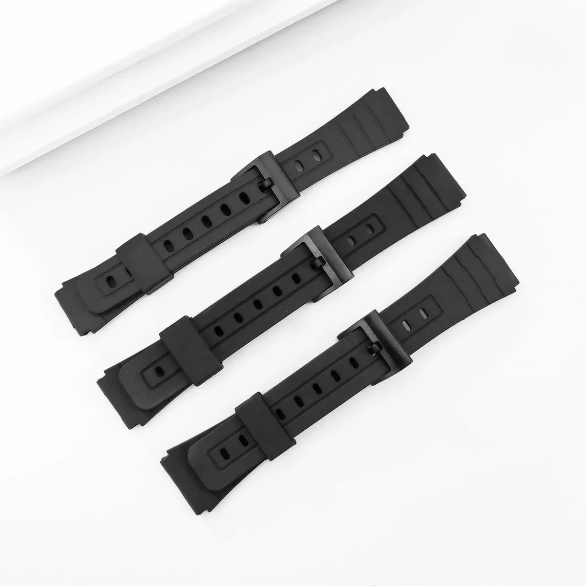 12/14/16/18/20/22 مللي متر الراتنج سيليكون حزام العالمي الأسود PU حزام (استيك) ساعة ل كاسيو F-91W F-84 F-105/108 A-158/168 AE-1200/1300 #4