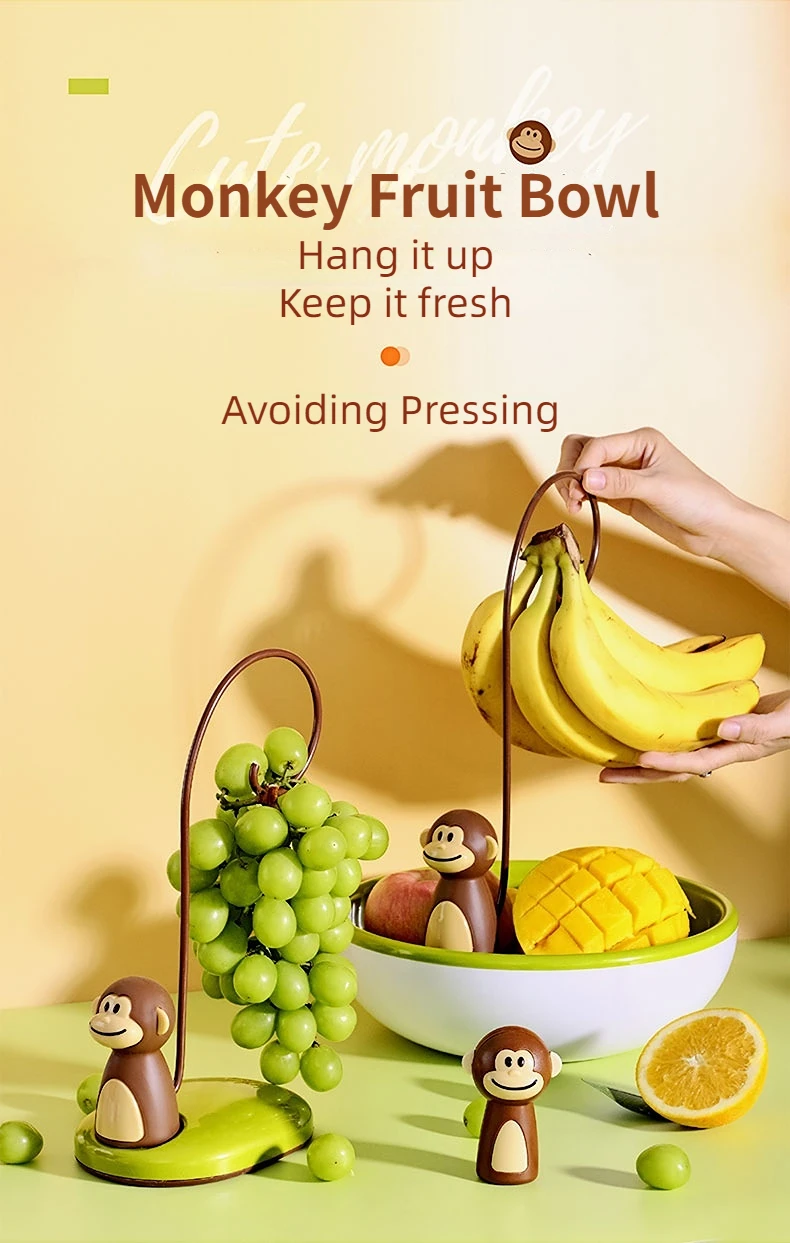 Fruitkommen Fruitschaal met bananenhanger, metalen afneembare fruitmand banaanhouder fruit opslagstand aanrecht for snacks fruit Fruitschaal (Color : Gold