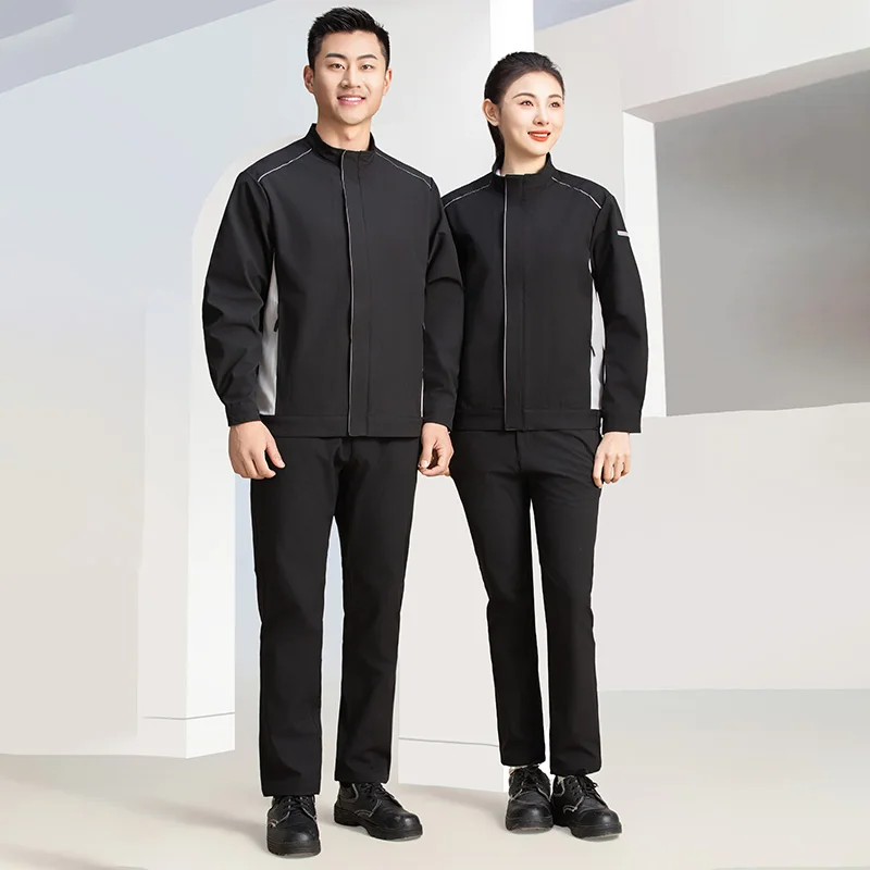 Full Dull Polyester 150D Anti-static Composite Knit Coverall Construction Site Machinery Maintenance Industrial Safety Workwear