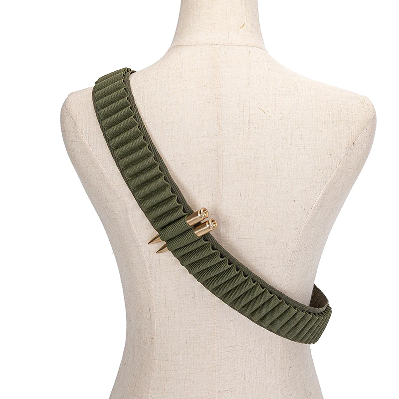 

Tactical Ammunition Belt, 50 Rounds Rifle, Bullet Cartridge Bandolier, Shotgun Ammo Belt, 762 Adjustable, 5.56mm