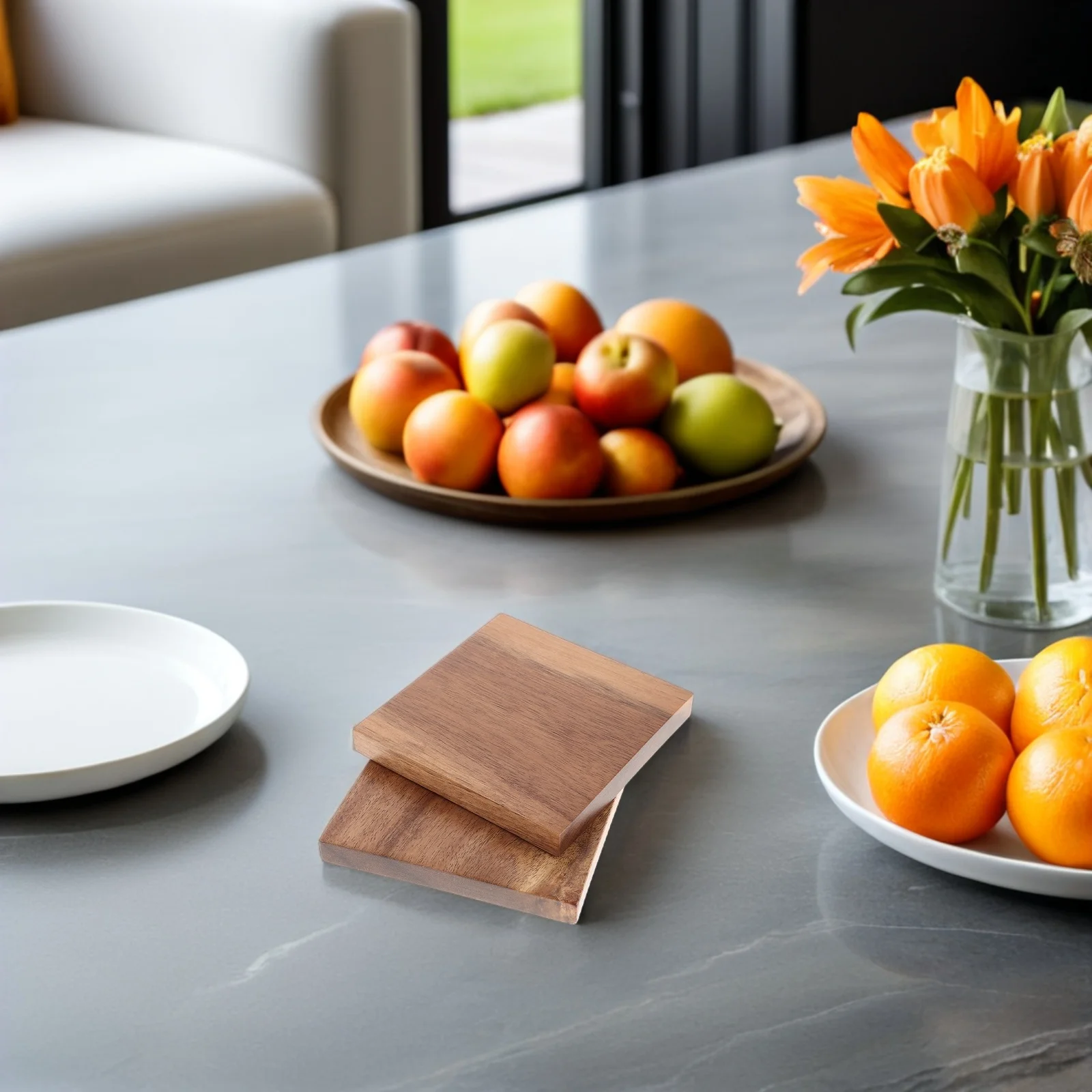 

Eco Friendly Wooden Coasters with Felt Bottom Round Beverage Holder for Office Hotel Restaurant Tableware Accessory