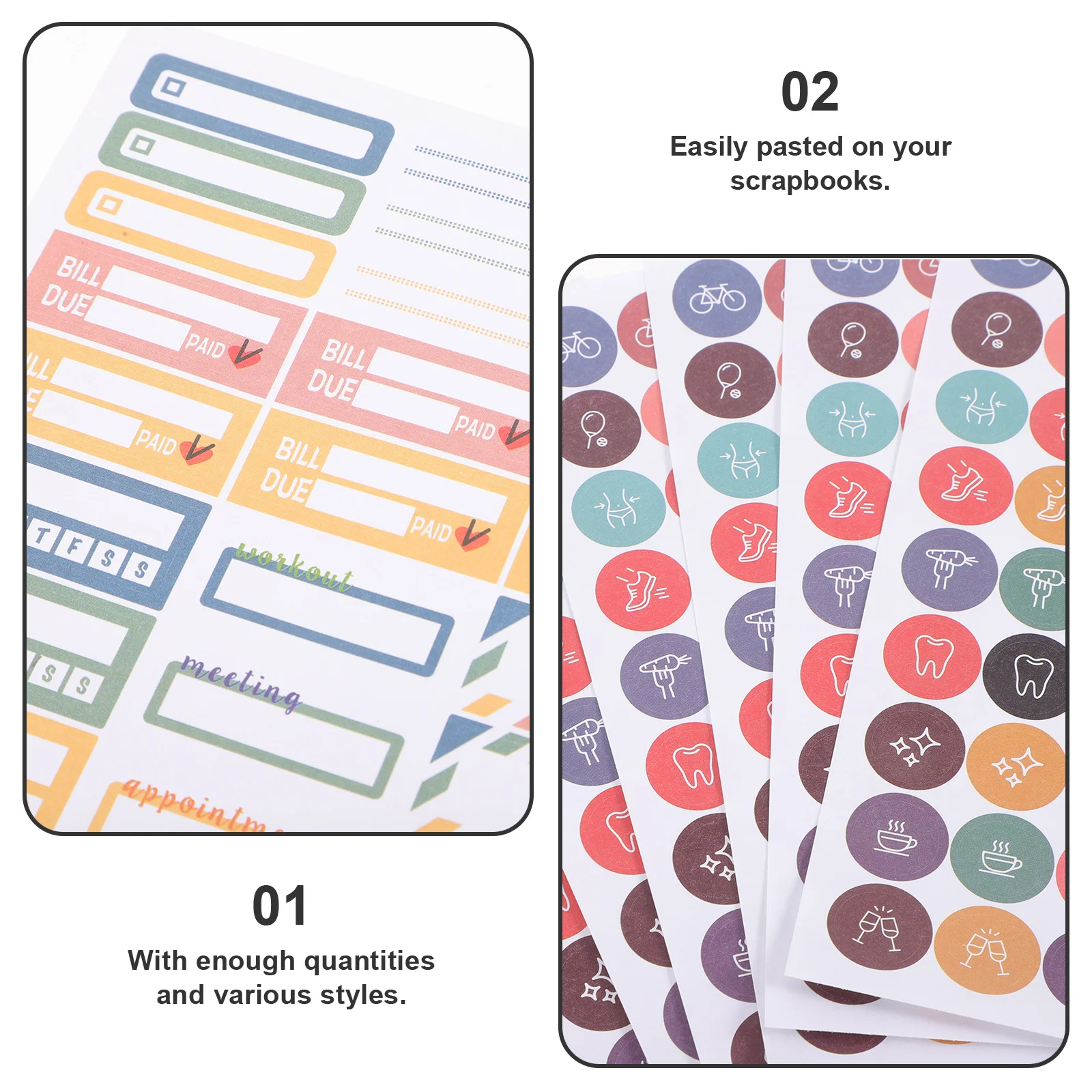 

16 Sheets Adhesive Planner Stickers Vintage Style DIY Journal Scrapbook Weight Loss Workout Stickers Daily Planner