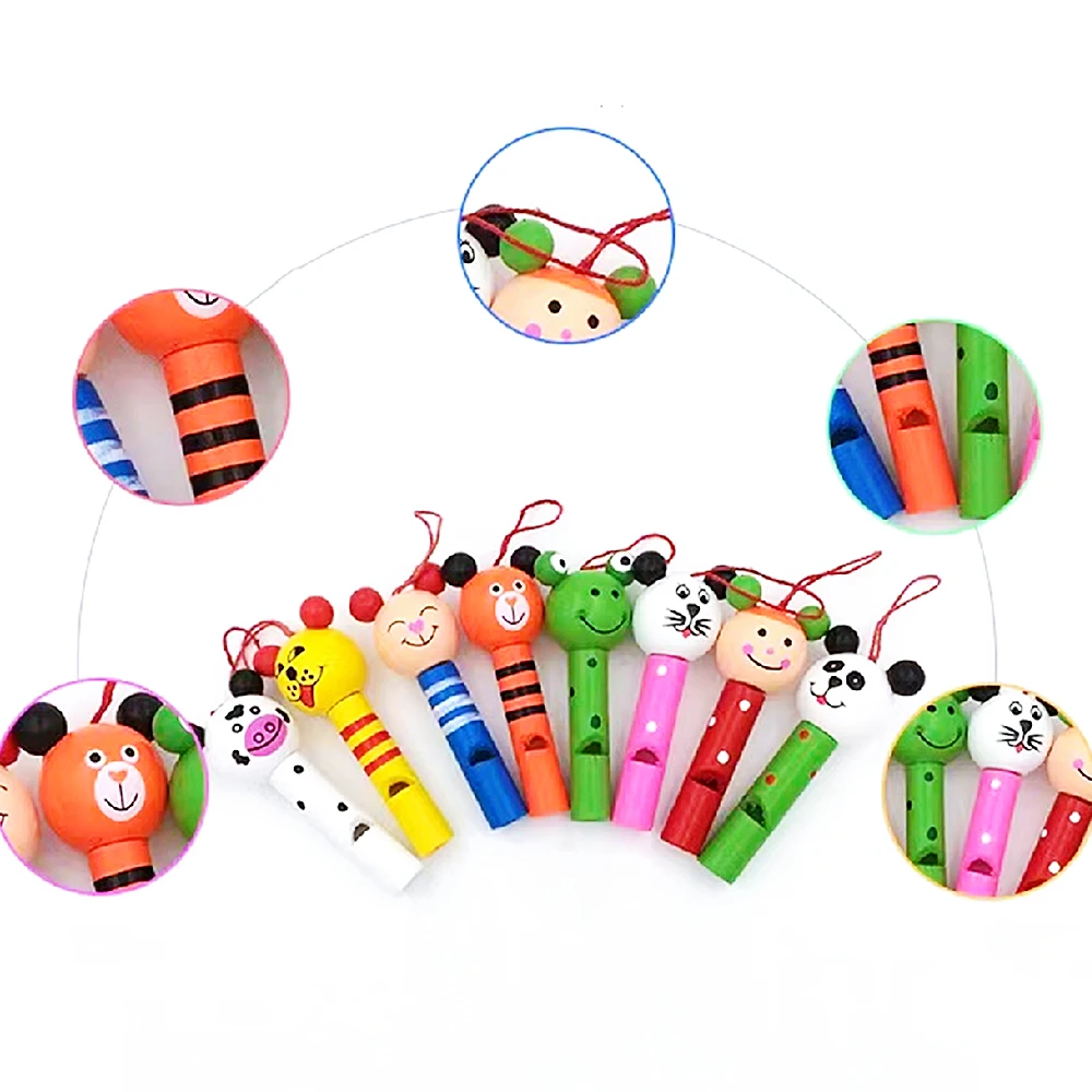 8/30Pcs Wooden Mini Cute Animal Whistle Toys Kids Birthday Party Baby Shower Gift Pinata Filler Boys Girls Party Goodie Bag Toys