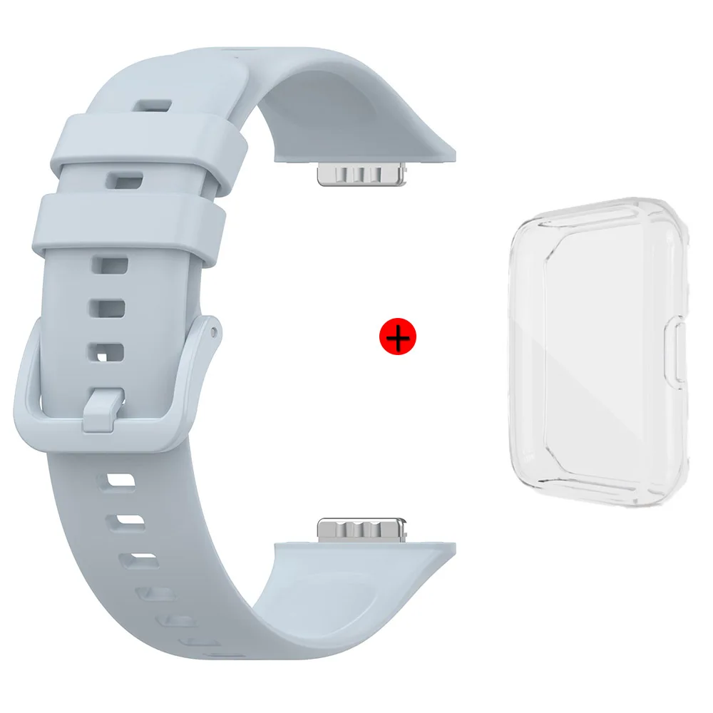 حزام سيليكون وحالة لساعة اليد ، سوار ساعة مع مشبك نفس اللون ، سوار معصم ، غلاف ساعة شفاف ، مناسب 2