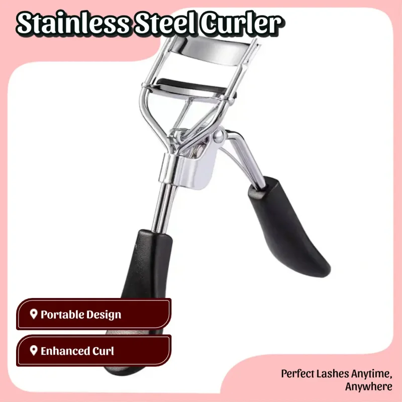 Professional Black Handheld Eyelash Curler, Portable Makeup Tool, Ideal Gift for Her