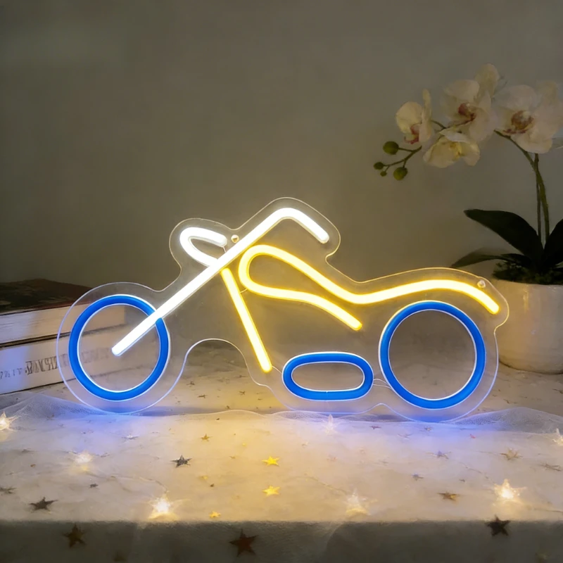 Chopper Motorcycle Neon Sign Dimmable Neon Light Man Cave Wall Light Garage Workshop Motorcycle Club Rustic Bar Decor Lamp Gifts