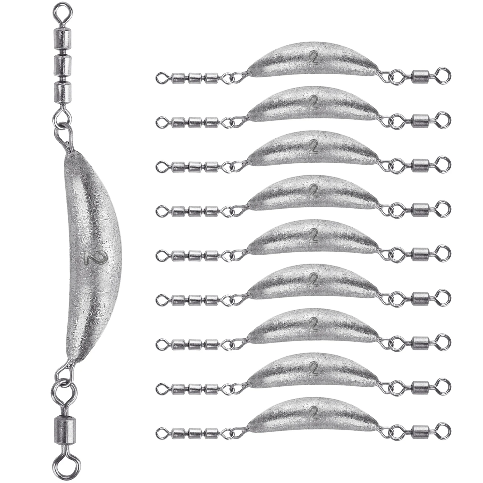 

10/15pcs Trolling Lead Sinkers With Swivels 14g 28g 42g 56g Banana Shape Weight Sinker Freshwater Sea Fishing Leads Weights
