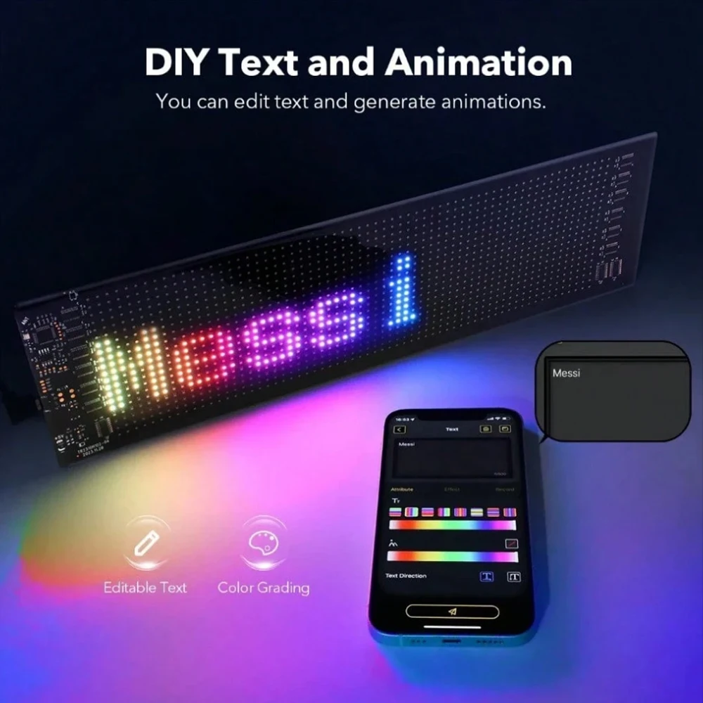 Panel LED Matrix Pixel USB Przewijany Jasny Reklamowy Znak LED Elastyczny Znak Samochodowy Światło do Sklepu Baru Imprezy Festiwalu Dekoracja Znak