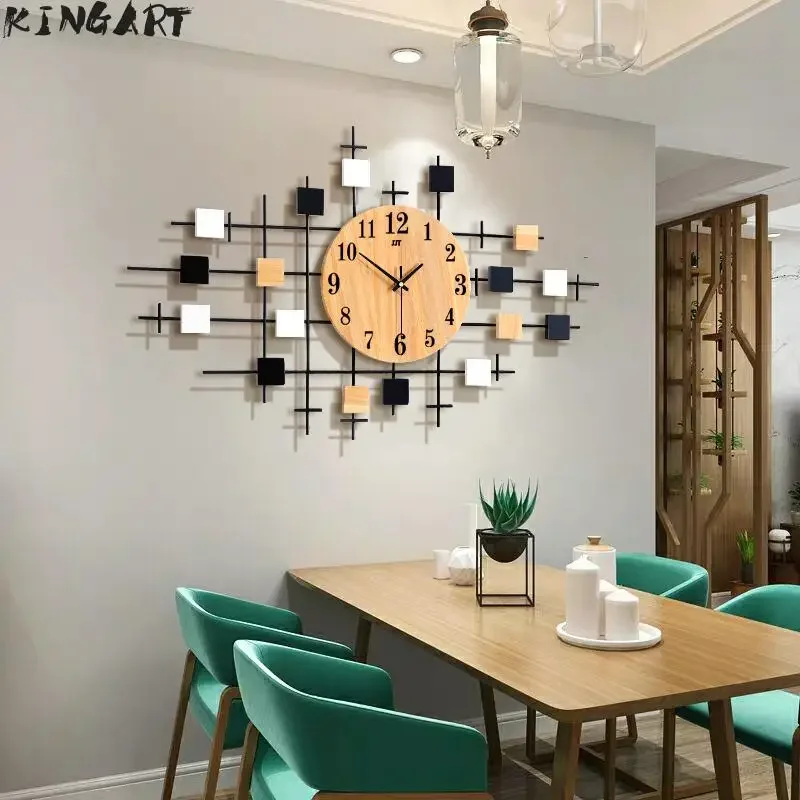 

Wooden Wall Clock Modern Design Wall Clock Nordic Vintage Living Room Wall Quartz Home Decoration Big Wall Clock