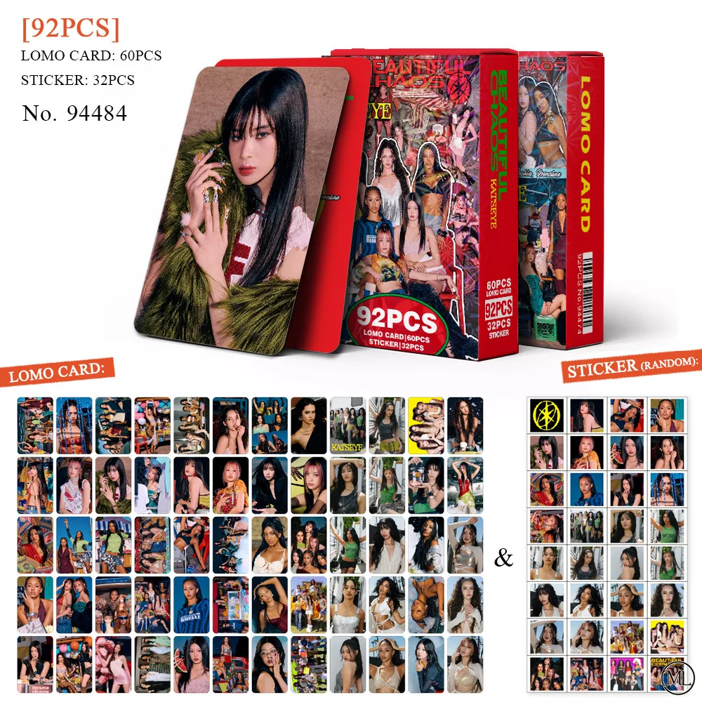 92Pcs/Set Kpop Idol KATSEYE New Album BEAUTIFULCHAOS Lomo Cards LARA DANIELA HD Printd Photocards Stickers MANON MEGAN Fans Gift view 4
