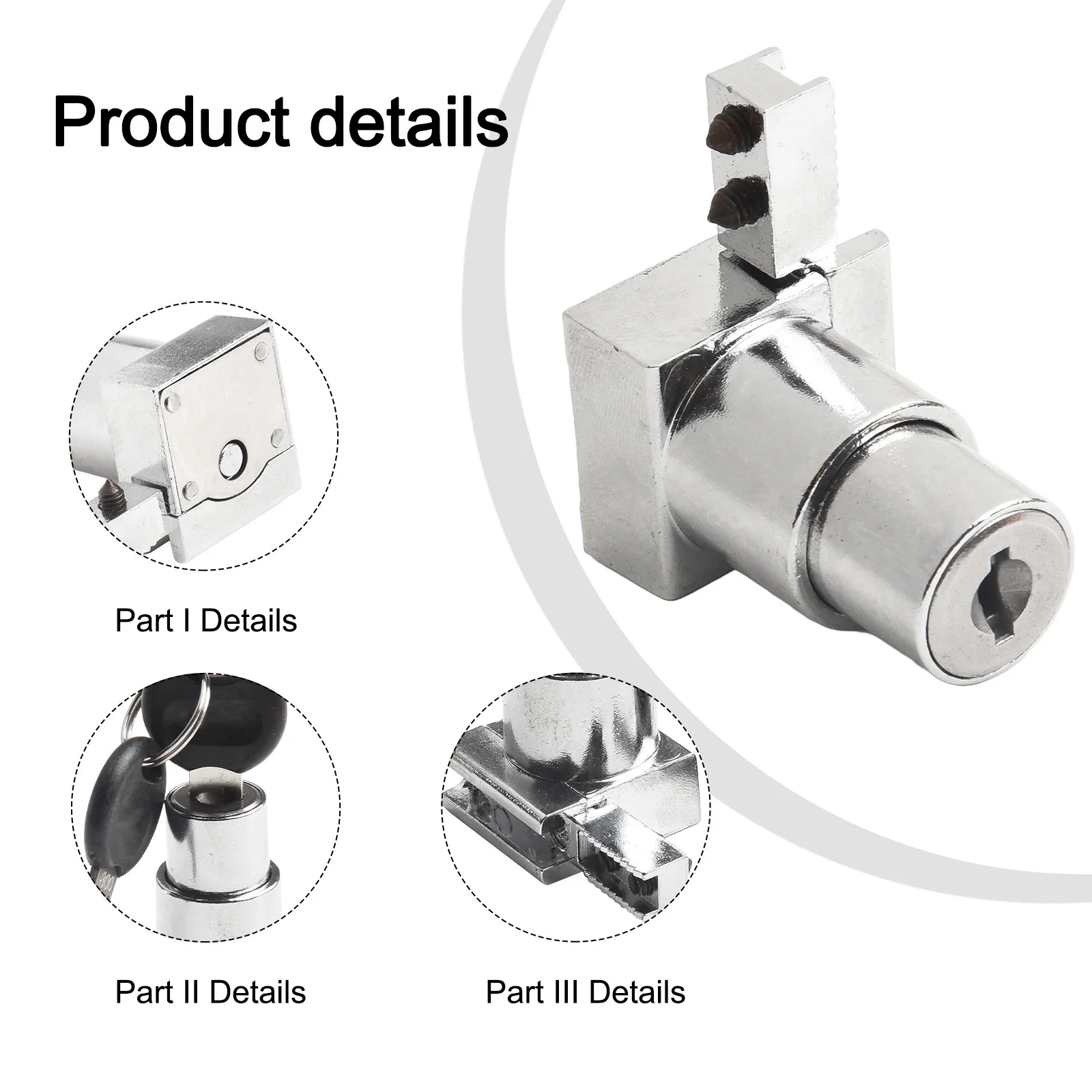 2-Key Sliding Glass Door Lock for Glass Cabinets and Counters Suitable for 5-8mm Glass Panels on Display Units