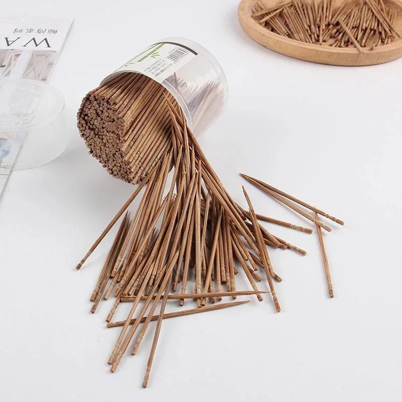 800pcs Disposable Toothpick Household Carbonized Bamboo Toothpick Eco-friendly Single Head Tooth Picks  For Home Dining Hotel