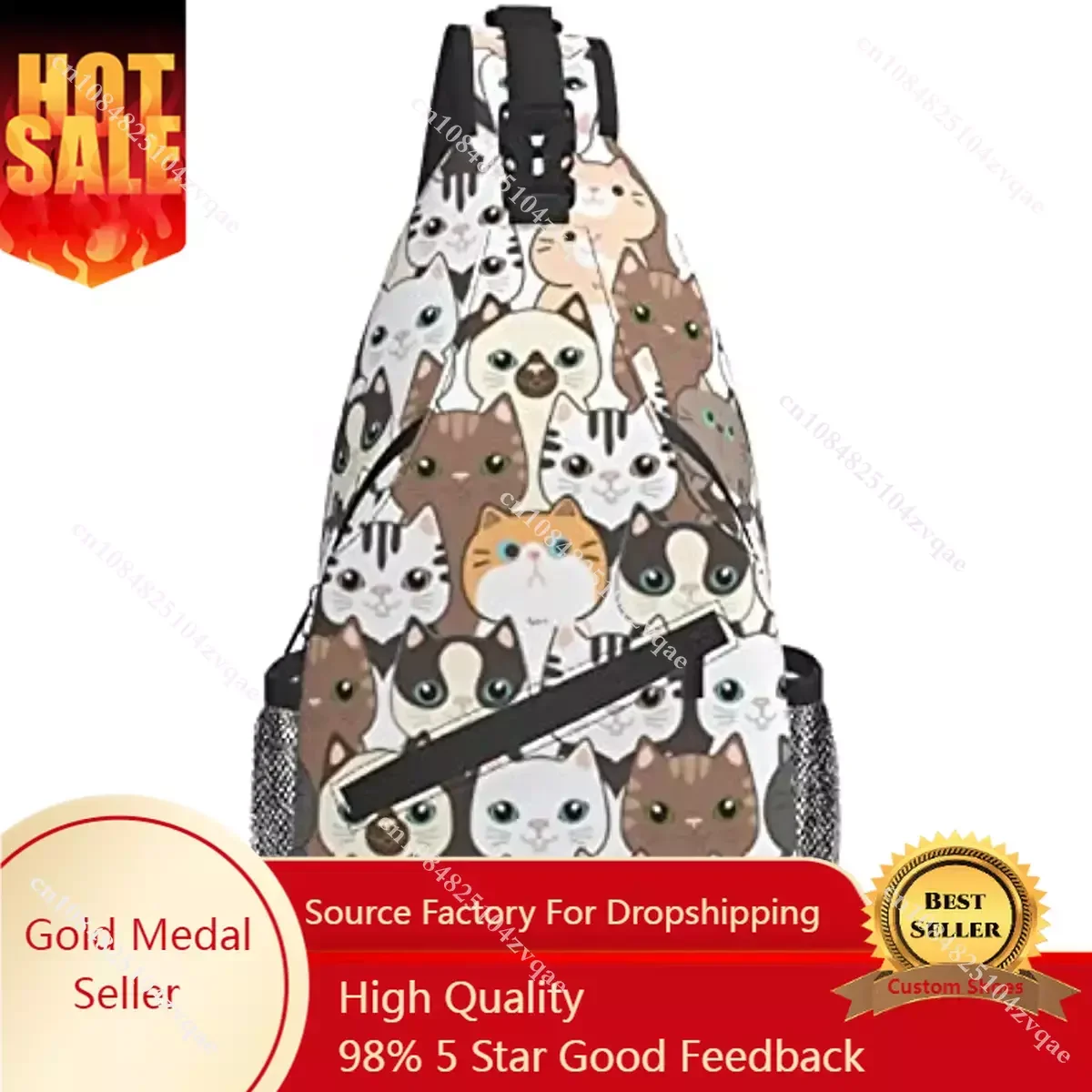 

Cat Cartoon Sling Backpack Crossbody Shoulder Bag Travel Hiking Daypack Casual Bookbag