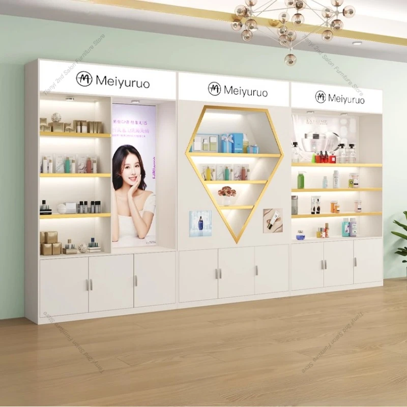 Nordic Creative Cosmetics Display Cabinets Modern Minimalist Beauty Salon Skin Care Products Rack Beauty Shop Furniture FYMC