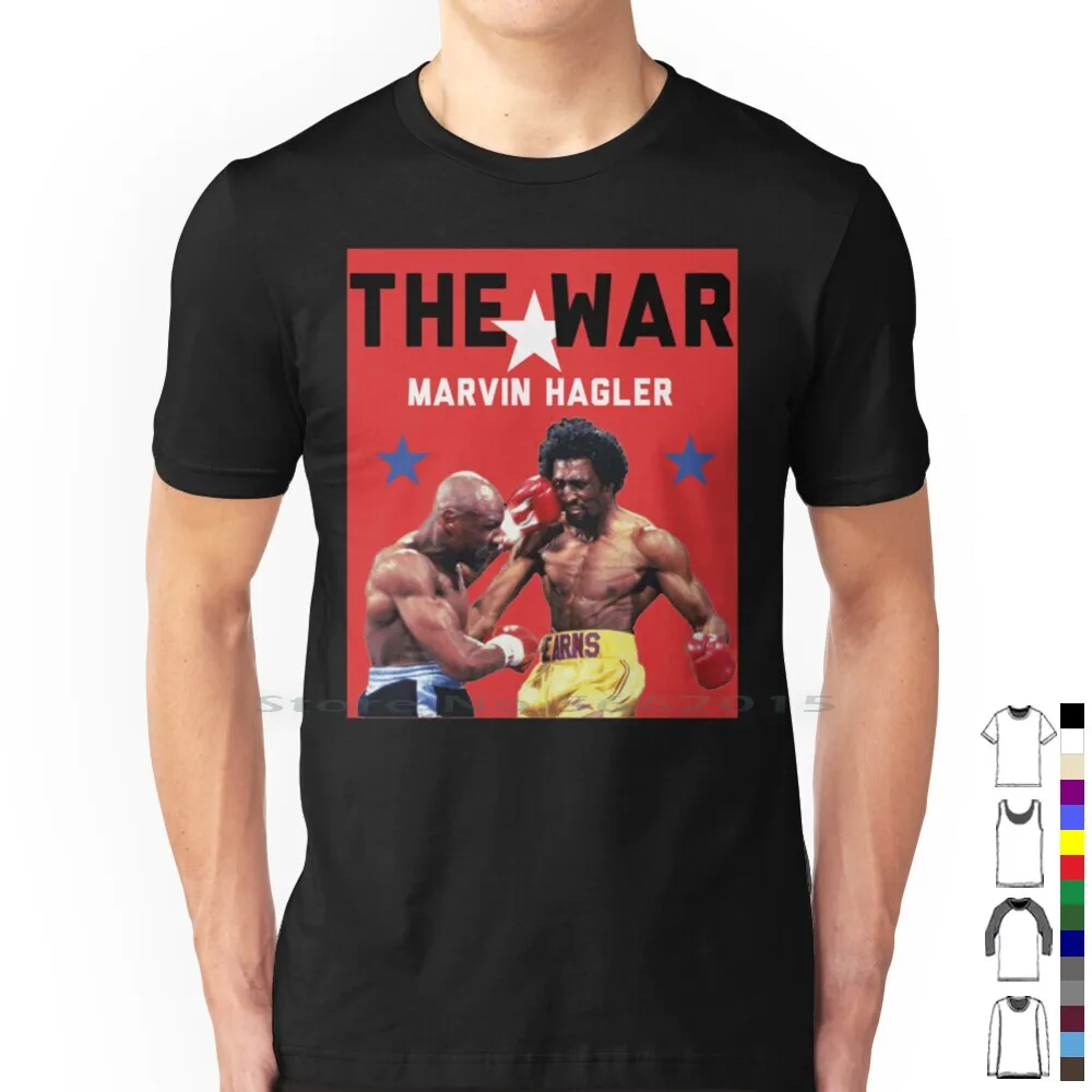 The War Hagler V Hearns T Shirt 100% Cotton Marvin Hagler Thomas Hearns Sugar Ray Leonard Roberto Duran Boxing Legend Combat