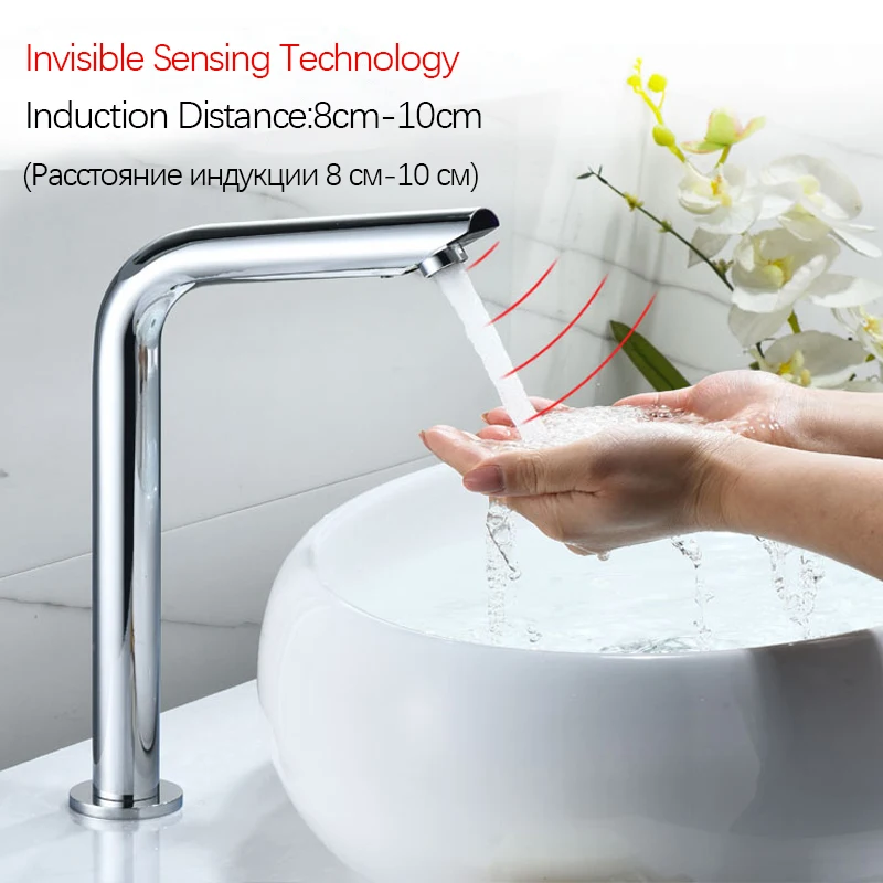 Bathroom Faucet Smart Sensor Basin Faucet Automatic Touch Free Infrared Tap Touchless Hot Cold Water Mixer Single Hole Sink Taps