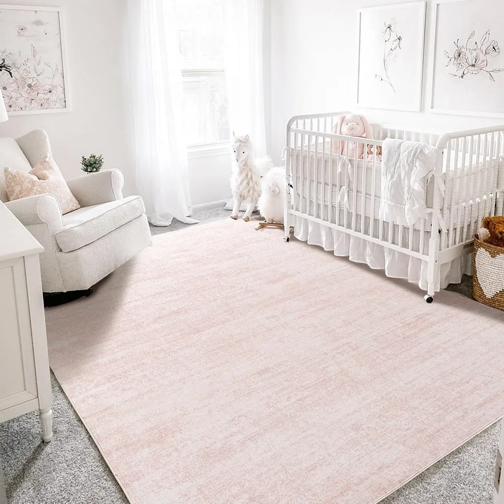 

Pink Area Rugs for Bedroom,Boho Washable Neutral Baby Rug for Nursery,Blush