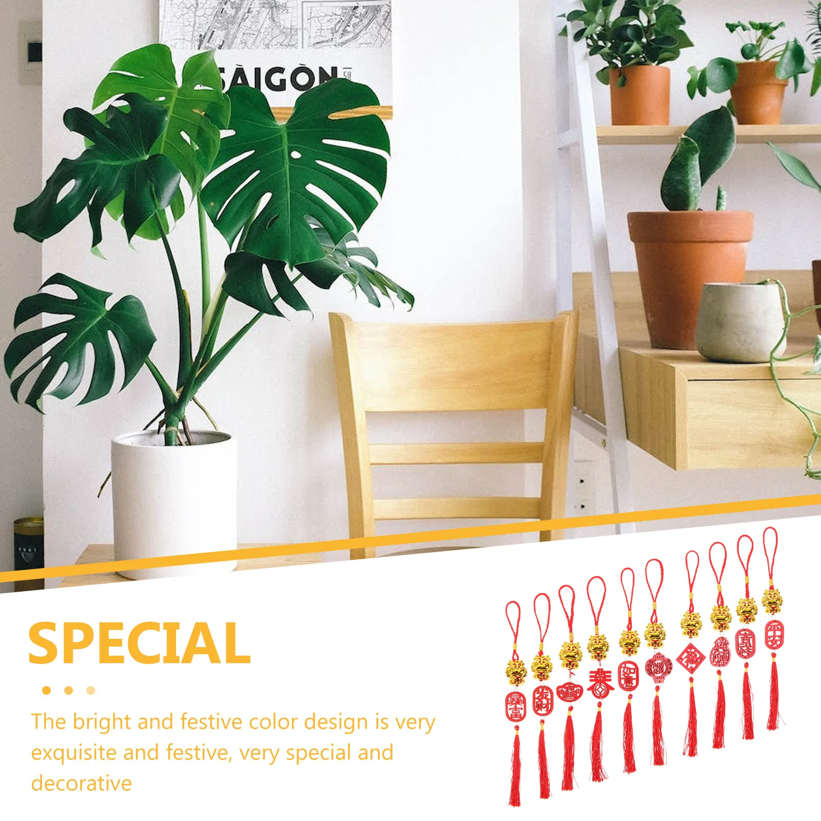 10 قطعة مهرجان الربيع الصيني شجرة الازدهار ديكور معلق البوليستر البلاستيك السنة الجديدة قلادة داخلي في الهواء الطلق جدار الباب #4