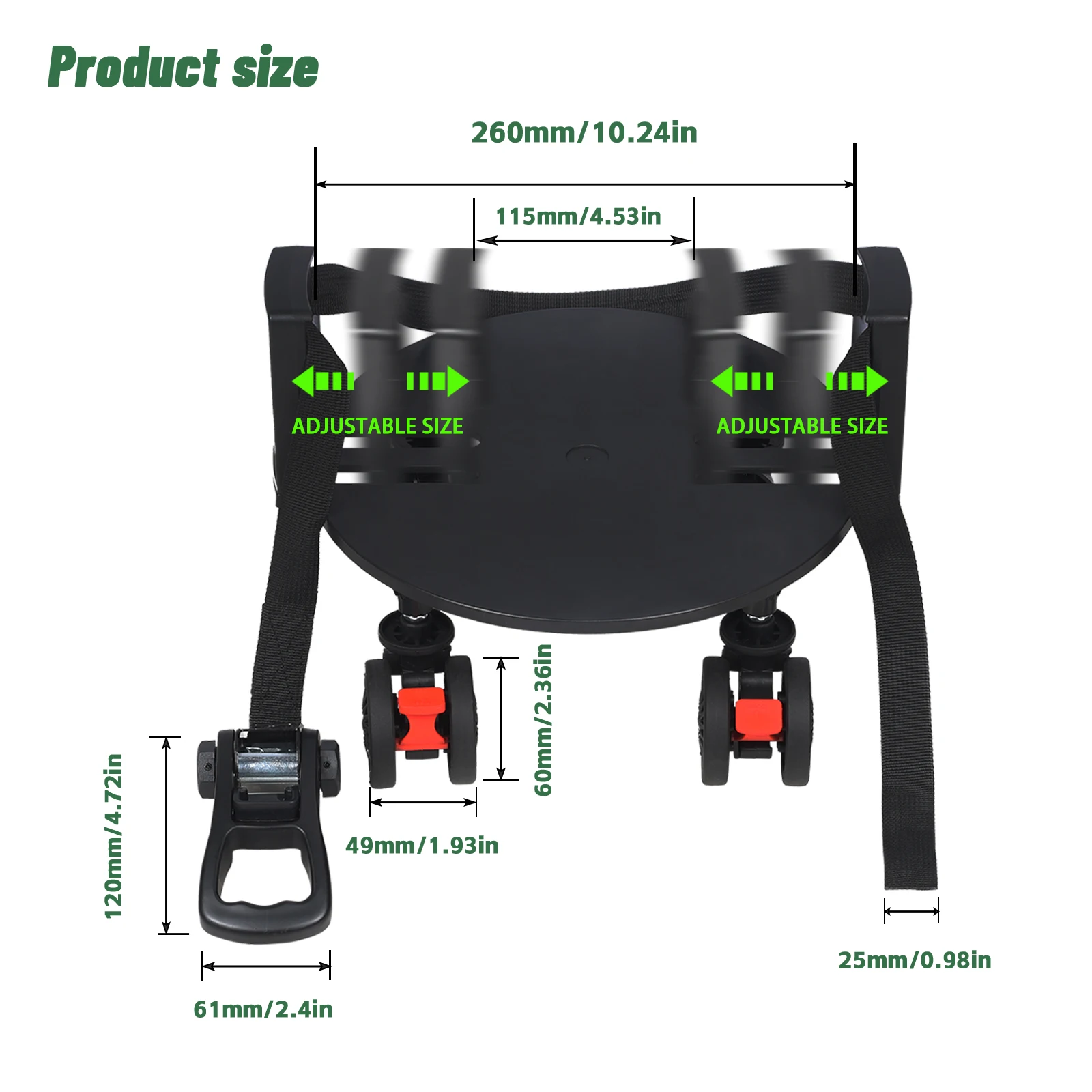Universal Golf Bag Mobile Tray - Heavy-duty Rotating Wheel Trolley with Detachable Base Plate, Suitable for 8-10 Inch Golf Bags