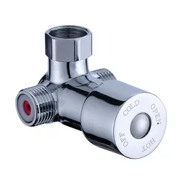 Brass/Zinc Chrome Pipe Thermostat Faucet Cold and Hot Mixing Valve Bathroom Water Temperature Control Faucet Cartridges G1/2'