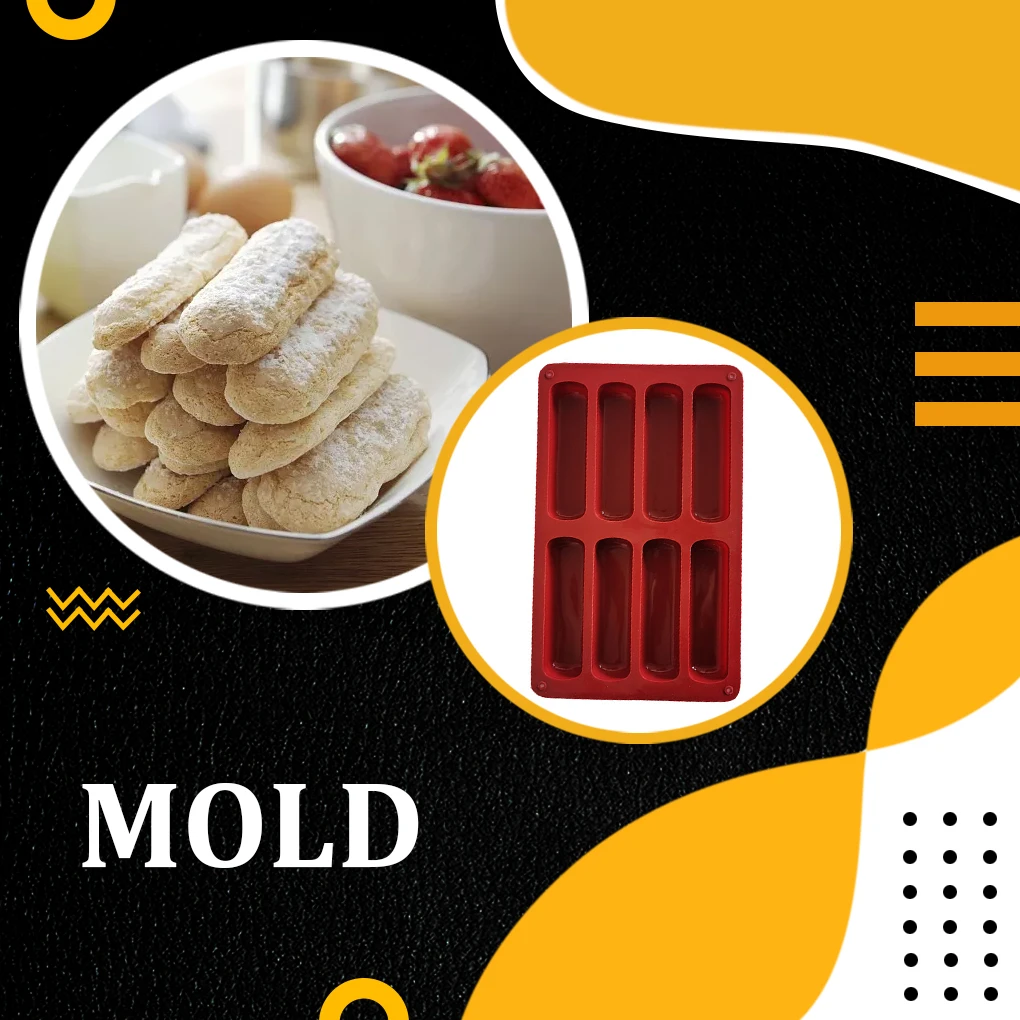 2Pcs Silicone Mold 8 Strip Finger-shape Biscuit Cake Chocolate Mould Tools DIY Pastry Baking Accessories Ornaments