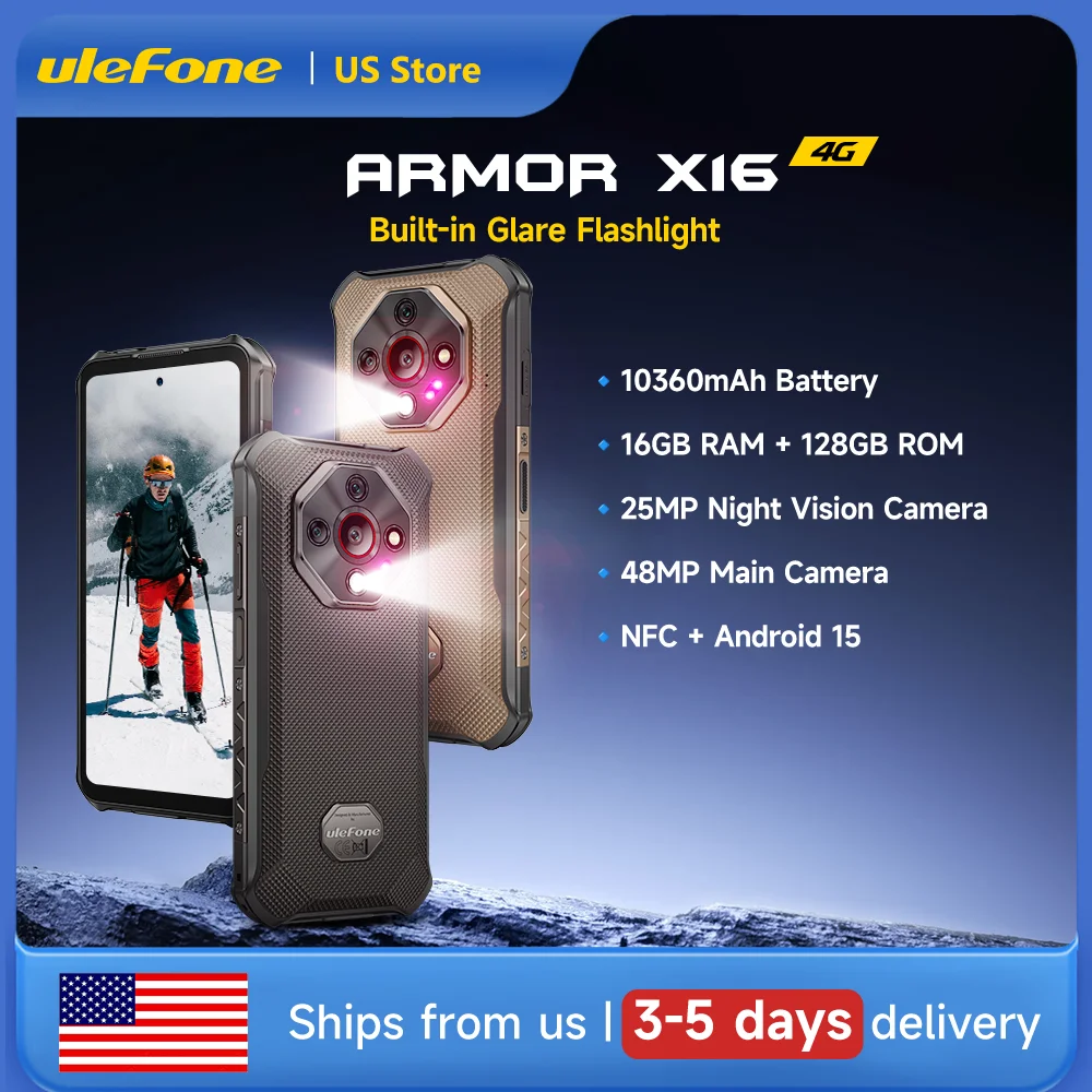 Ulefone Armor X16 Rugged Phone 10360mAh Battery Up to 12GB RAM 128GB ROM 120Hz 6.56