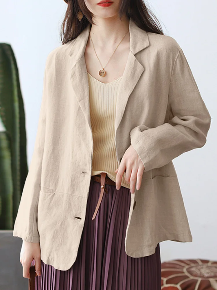 ZANZEA-Blazer à manches longues de style coréen pour femmes, revers imbibé, combélégant, solide, avocat, décontracté, coton, travail, outChester, printemps, 2024