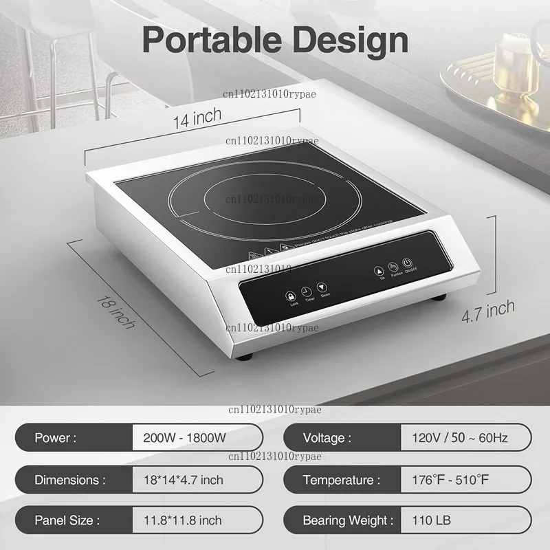 3500W Flat Induction Cooker, High Power Stir-fry Commercial Tabletop Induction Stove 110V/18000W