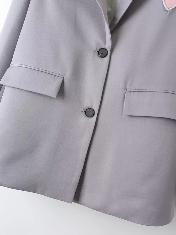 

Spring 2023 Faion Trend Women's Long Sve Loose Fit Single Button Color Blo Suit Jaet Sli Commute Sle Polyester