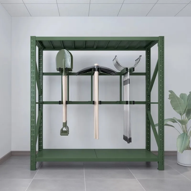 Army Green Shelf Thickened Heavy Equipment Equipment Shelf Medium Shield Shelf Spade  With Network Material  Storage