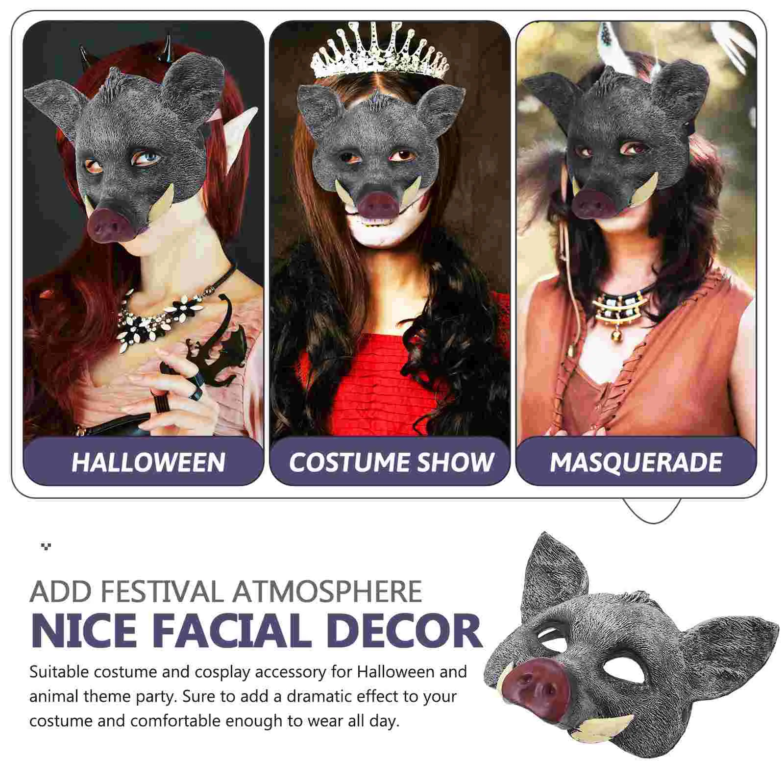 1 ชิ้นฮาโลวีนสัตว์ Party Masquerade Wild Boar PU หน้ากากตกแต่ง Cosplay Props ชุดสําหรับเทศกาลของเล่น