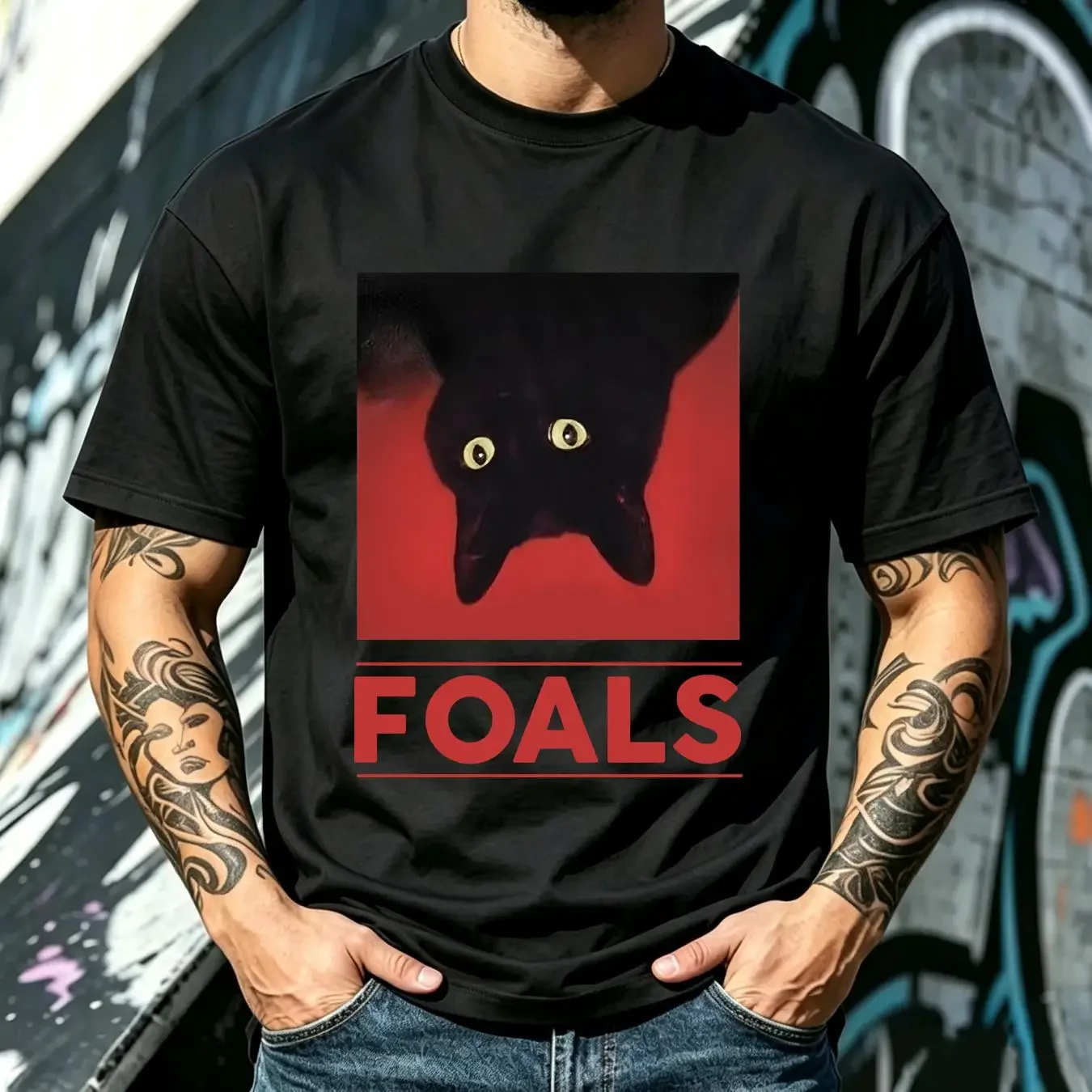 washed T Shirt Foals Indie Rock Band Men's Extra Large long or short sleeves vintage Washed Versatile homme Stretched Stylish