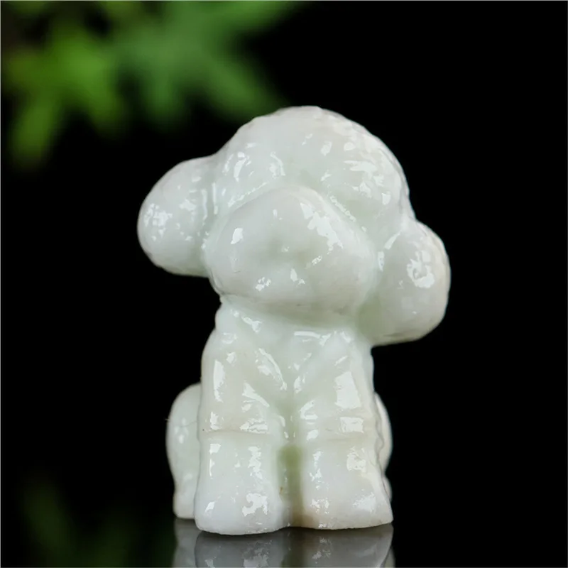 Natural jade teddy dog ornament for attracting wealth, suitable for home, office, living room, entrance, desktop, cute decoratio