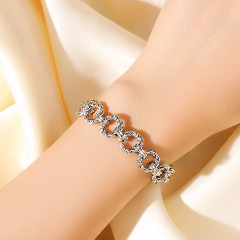 EILIECK 316L Edelstahl Metall Goldfarben Rundgliederkette Halskette Armband Set für Damen Mode Punk Wasserdichter Schmuck – Detail 13